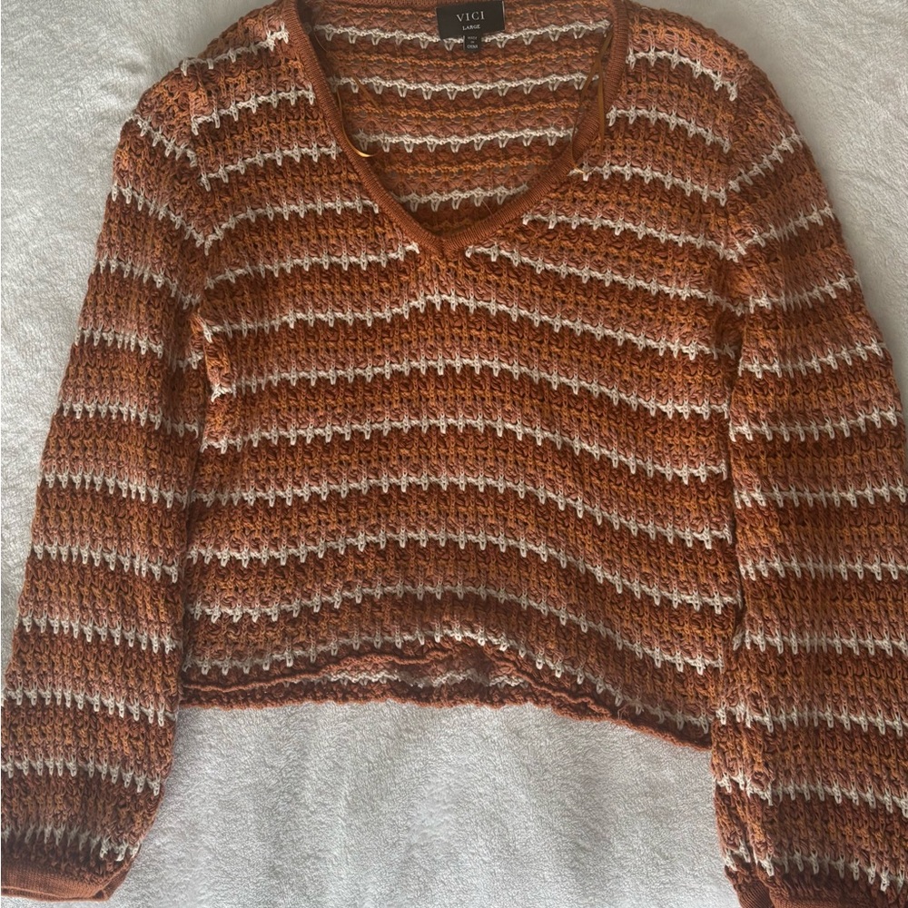 Women's Brown Striped Sweater